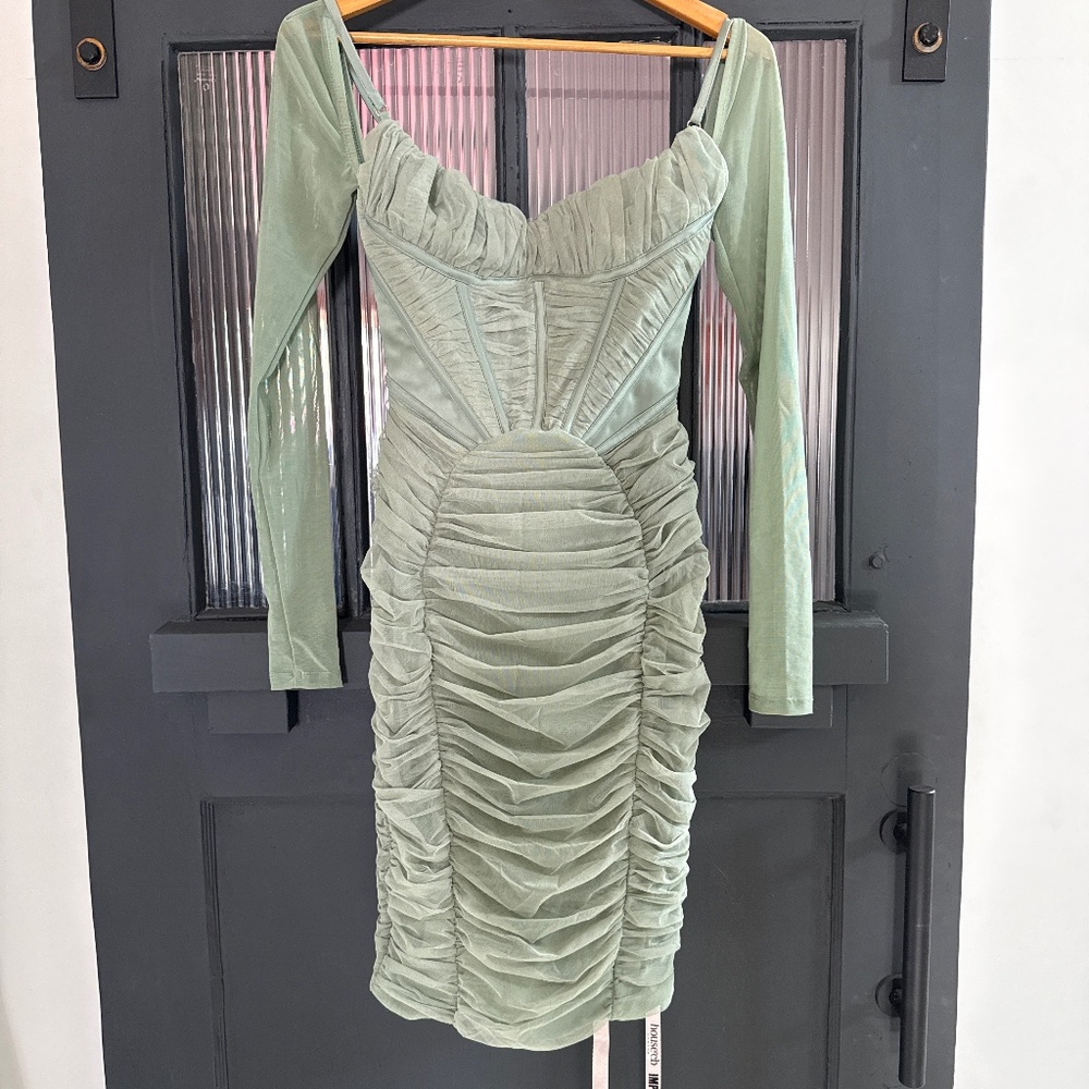 NWT House of CB Freyja dress sage green size S